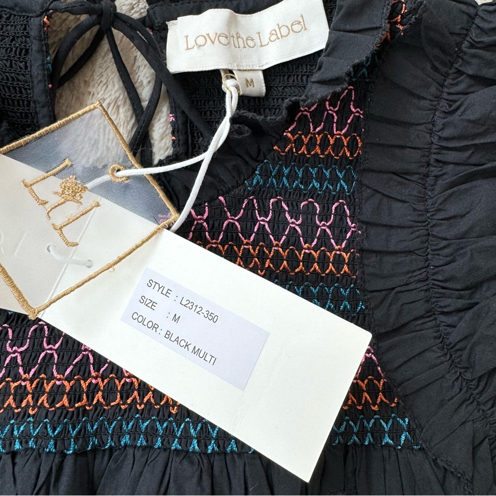 Love The Label Anthropologie Poppy top black multi size M - Picture 5 of 9